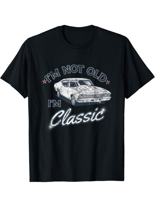 "I'm Not Old, I'm Classic" Funny Men's T-Shirt - Retro Birthday Gift, Comfortable Cotton Short-Sleeved Top for Everyday Summer Wear